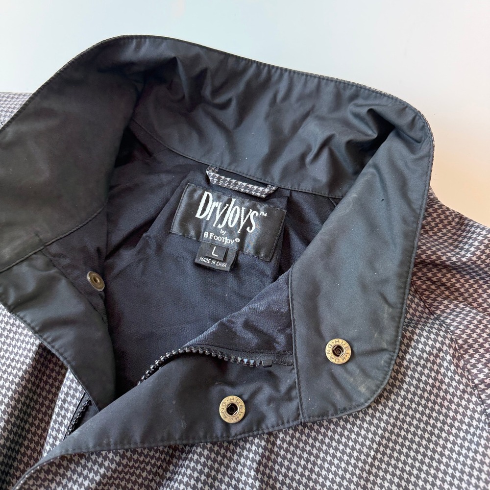 FootJoy DryJoys Houndstooth Gray Black Polyester Golf Rain Jacket Mens Large - Picture 2 of 6